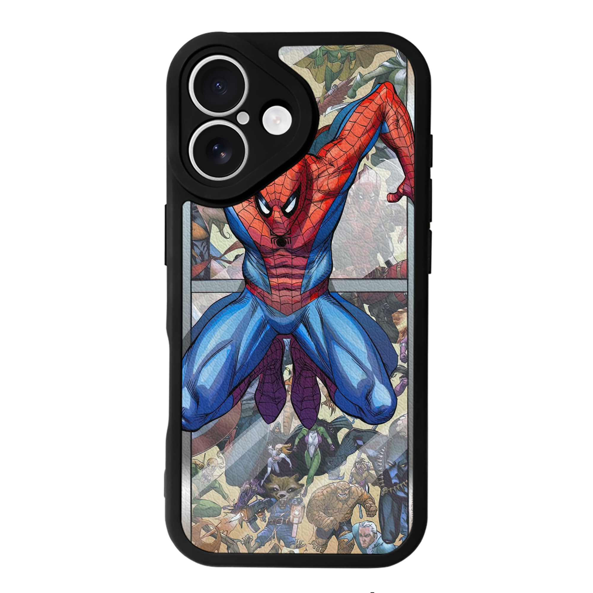 （画像用） Spider Man スパイダーマン 【iPhone 16シリーズ対応】シリコンスマホケース（レザー調） 材質：シリコン